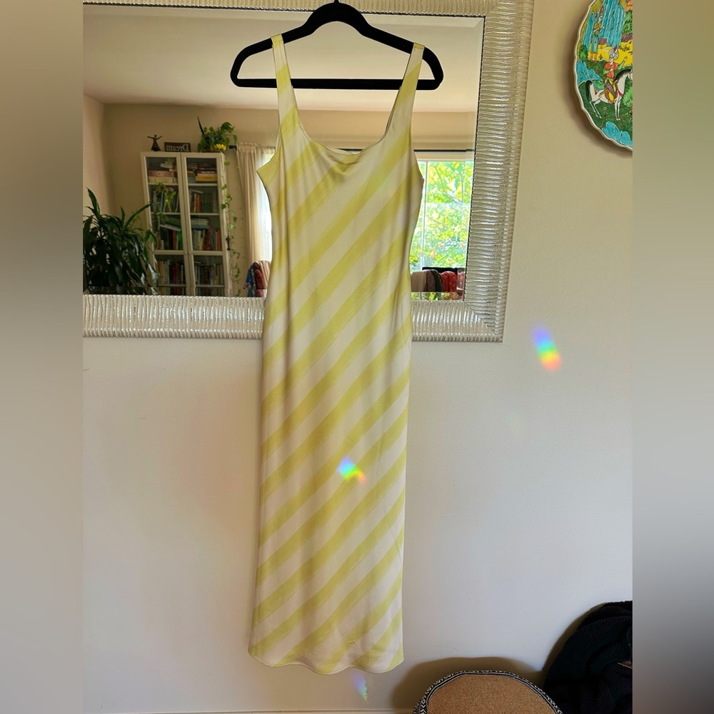 Avec Les Filles Lemon and Cream Striped Maxi Dress
